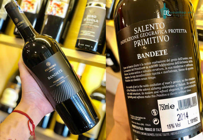 Rượu Vang Bandete Primitivo Salento