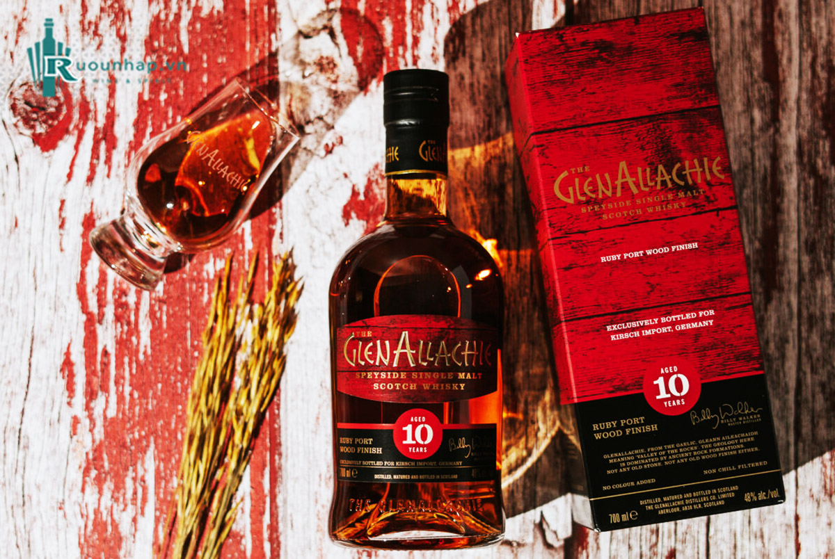 Rượu Glenallachie 10  Ruby Port Wood Finish