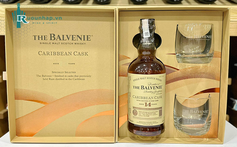 Rượu Balvenie 14 Caribbean Cask Hộp Quà 2025