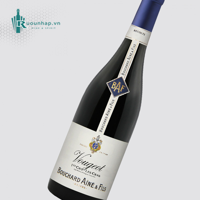 Rượu Vang Vougeot Premier Cru Les Cras Bouchard Aine & Fils là dòng rượu vang đỏ cao cấp đến từ vùng đất danh giá Côte de Nuits thuộc Bourgogne, Pháp.