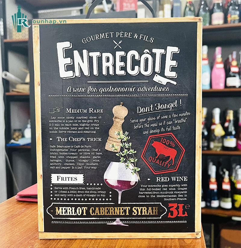 Rượu Vang Bịch Entrecote Merlot Cabernet Sauvignon 3L 4 Rượu Vang Bịch Entrecote Merlot Cabernet Sauvignon 3L