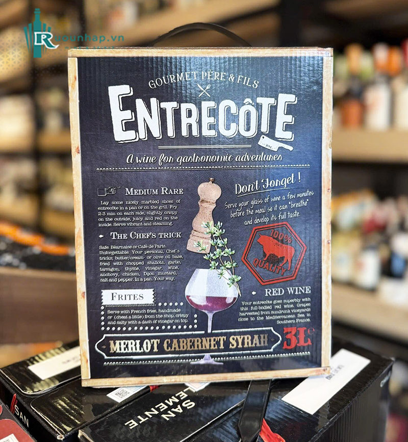 Rượu Vang Bịch Entrecote Merlot Cabernet Sauvignon 3L 5 Rượu Vang Bịch Entrecote Merlot Cabernet Sauvignon 3L