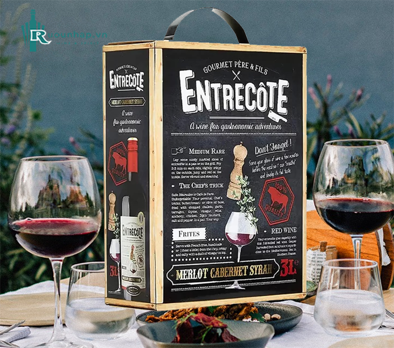 Rượu Vang Bịch Entrecote Merlot Cabernet Sauvignon 3L 6 Rượu Vang Bịch Entrecote Merlot Cabernet Sauvignon 3L